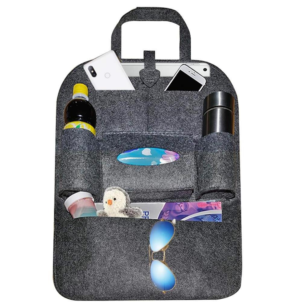 Wholesale Car Back Seat Travel Storage Bag Backseat Organizer Felt 6 Pocket Toy for Tissue Box Pen