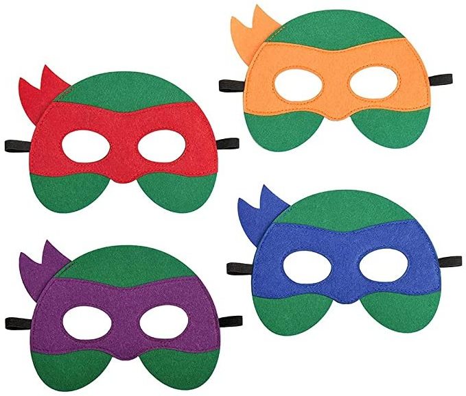 hotselling cheap funny cartoon half face kids dress up costumes fabric felt ninja turtles mask for party