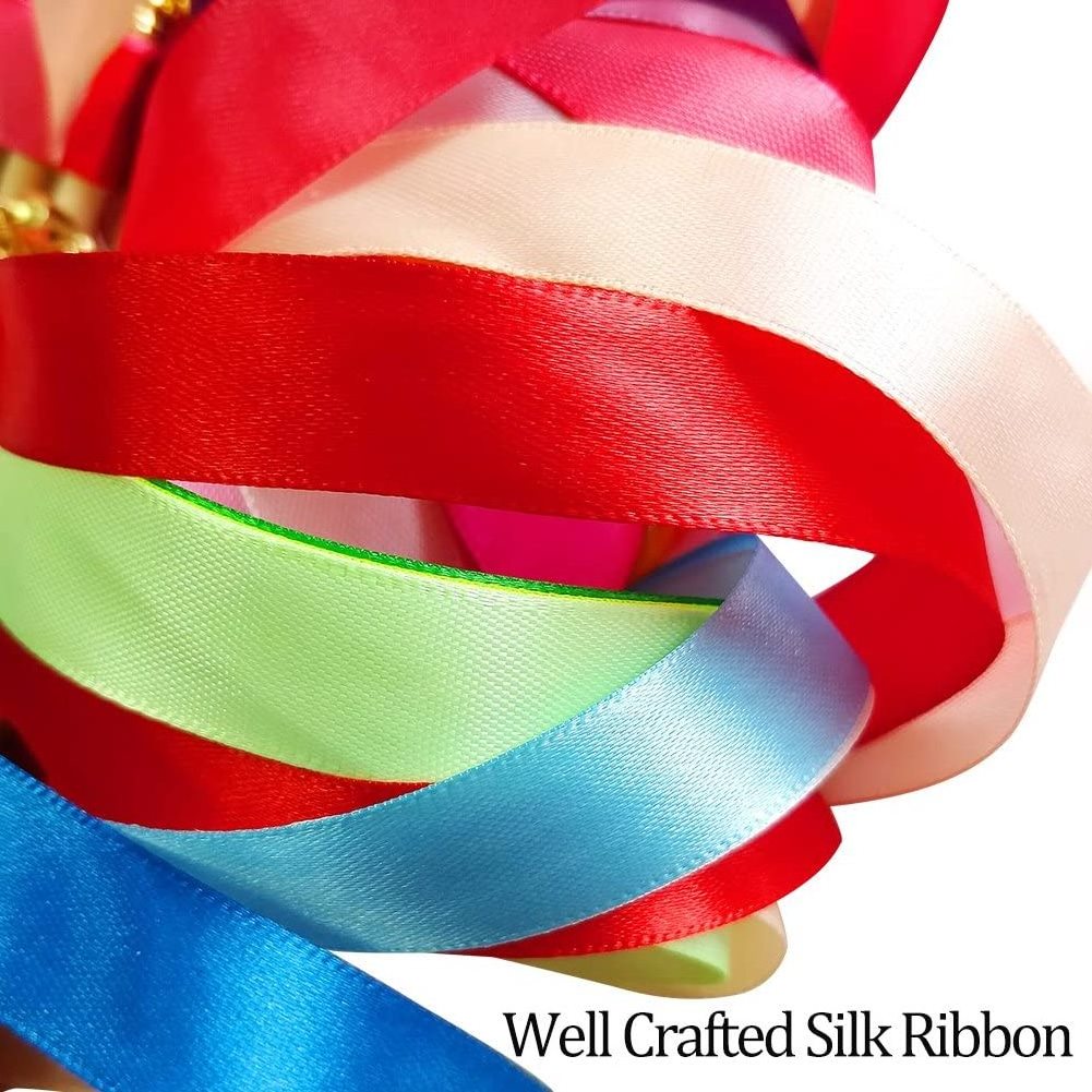 Silk waving party gym dancing wooden ribbon wands sticks streamers for wedding best whishes