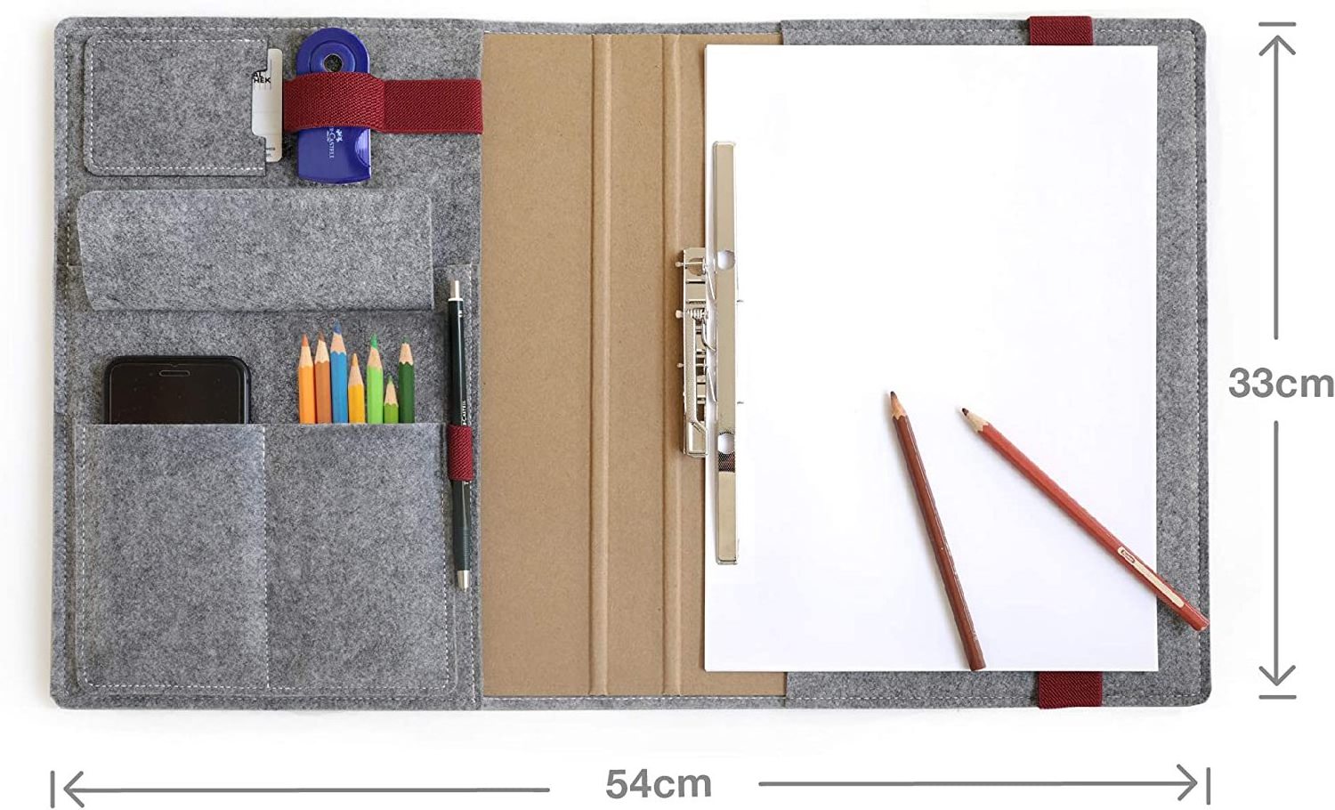 Wholesale Document Folder A4 Multifunctional Writing Briefcase Faux Leather and Felt Conference File Folder for Men Punch Clips