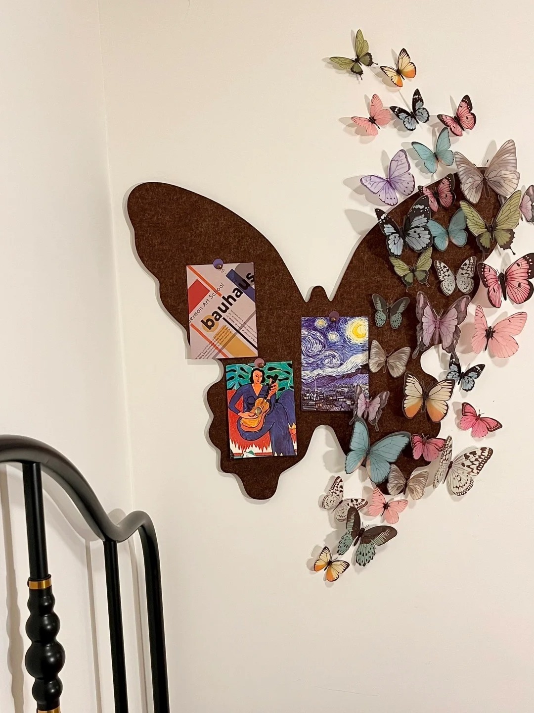 2024 Unique feature fashion design popular butterfly shape decoration for cafe/restaurant/home/room top quality felt noticeboard