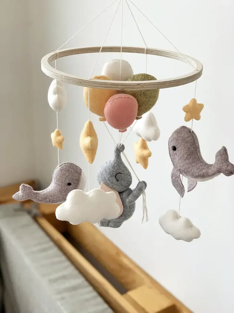 wholesale handmade nordic ce certified hanging wall decor elephant whale ocean music nursery baby mobile