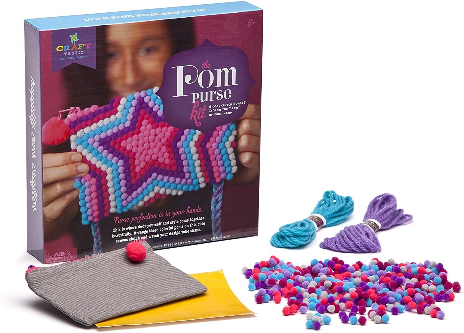 handicraft pompons toys bead mosaic tool kids girls pompom craft diy purse kit