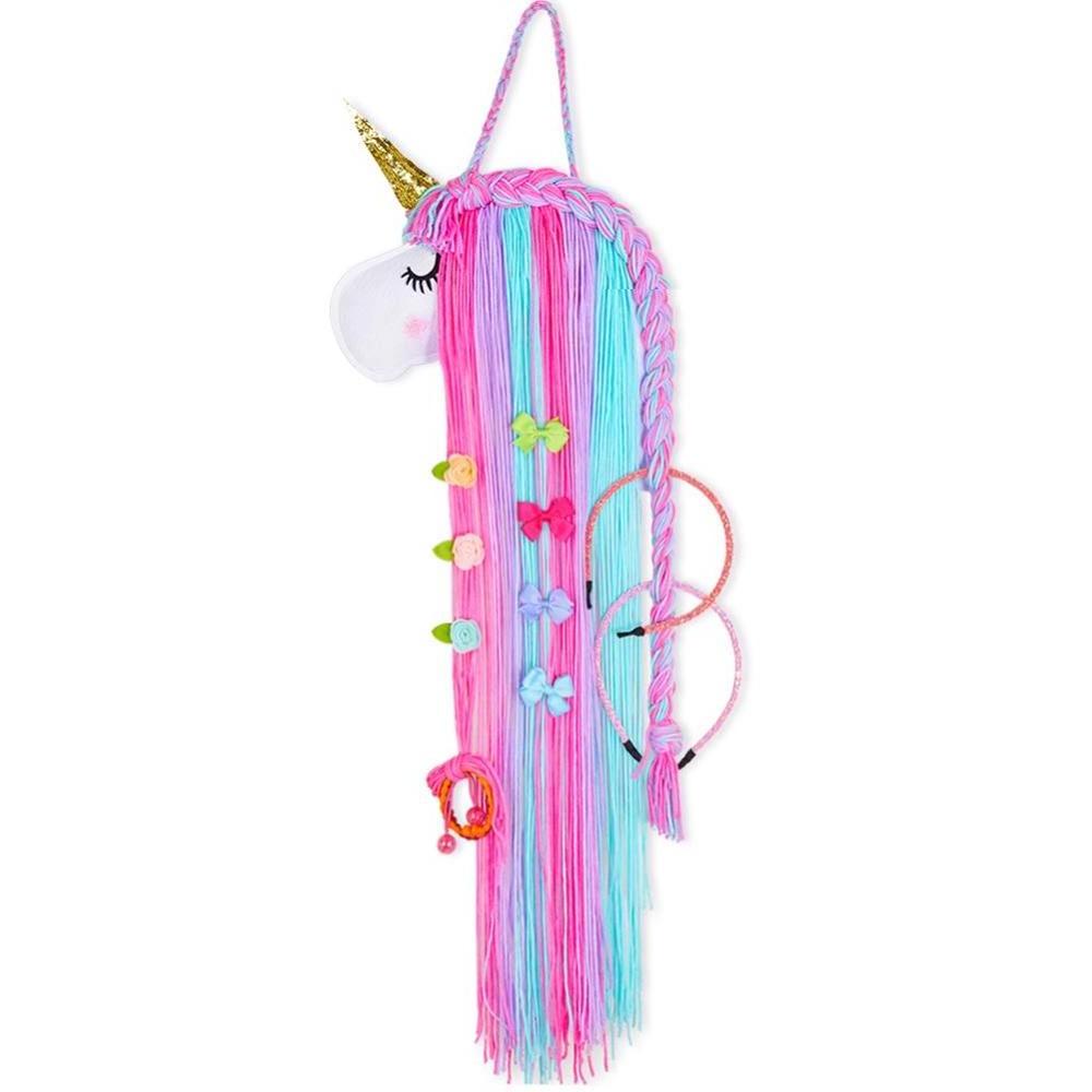 nursery living room macrame unicorn hair bow holder girls wall hanging decor and baby hair clip hanger organizer