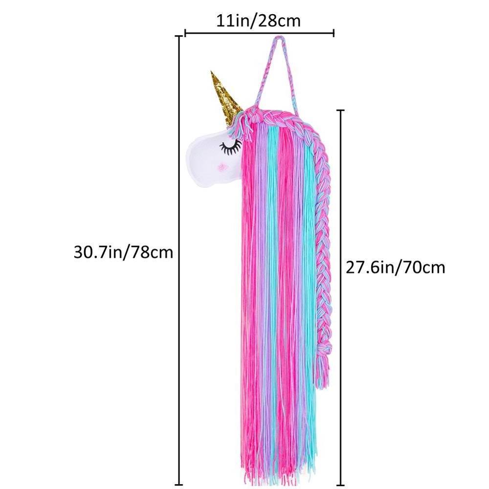 nursery living room macrame unicorn hair bow holder girls wall hanging decor and baby hair clip hanger organizer