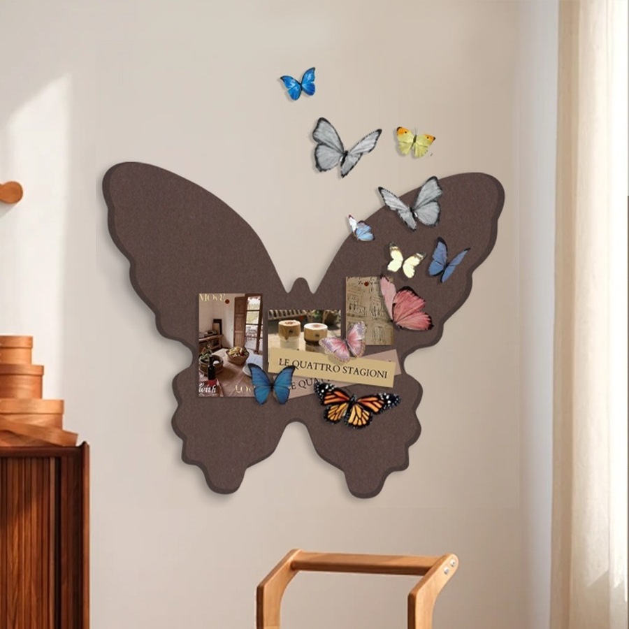 2024 latest popular design butterfly shape design wedding home cafe decoration sticker high quality felt noticeboard