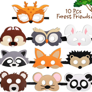 Halloween Christmas Costume Supplies Forest Zoo Animal Mermaid Felt Face Masks with 9 farmhouse animal designs for kids Adults