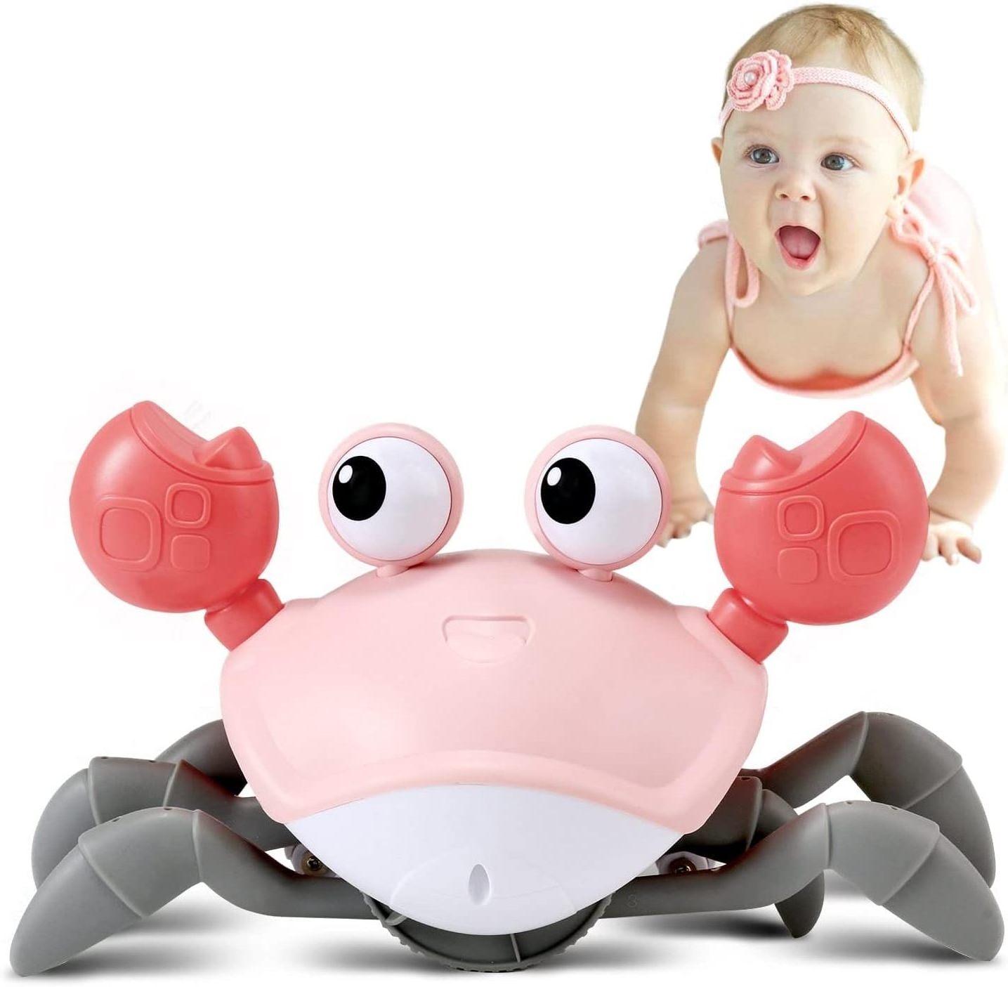 Free sample infant and toddler tummy times sky-touch electric runaway octopus wslking dmg rechargeable baby crawling crab toys