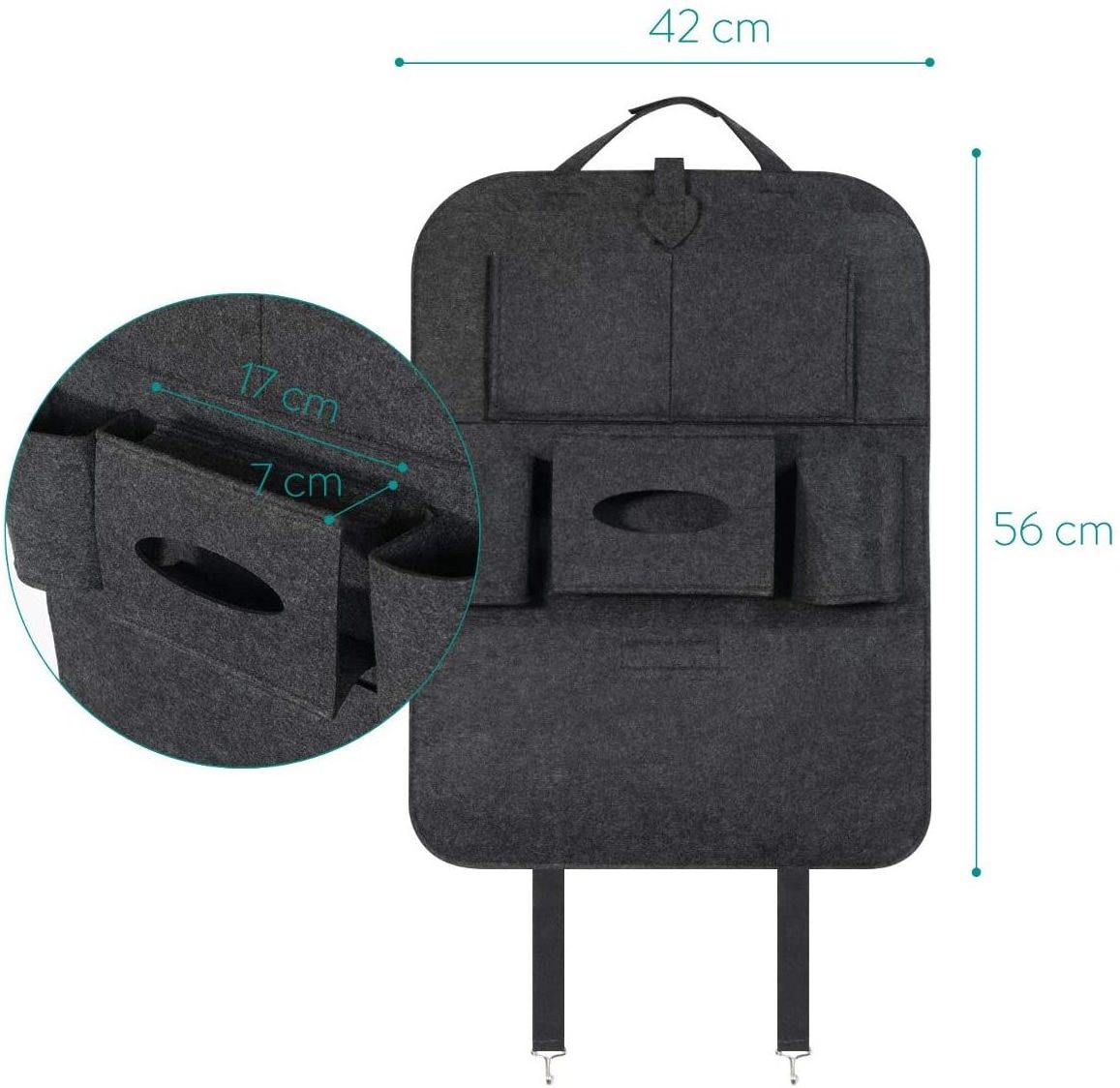 Wholesale Car Back Seat Travel Storage Bag Backseat Organizer Felt 6 Pocket Toy for Tissue Box Pen