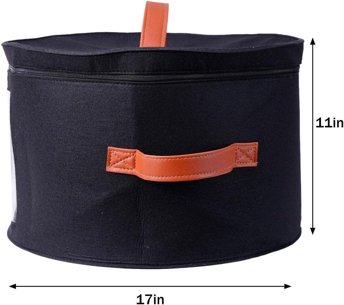 Wholesale Lightweight Large Collapsible Round Hanging Clothes Closet Baskets Felt Hat Storage Boxes with Clear Windows