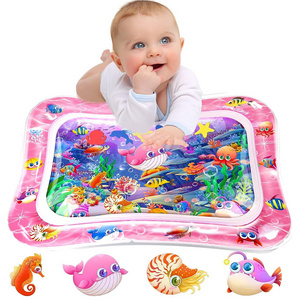 BPA free pink sea animal tummy time inflatable foldable soft waterproof non-toxic piano activity kids baby gym water play mats