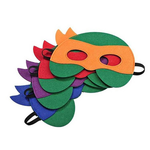 hotselling cheap funny cartoon half face kids dress up costumes fabric felt ninja turtles mask for party