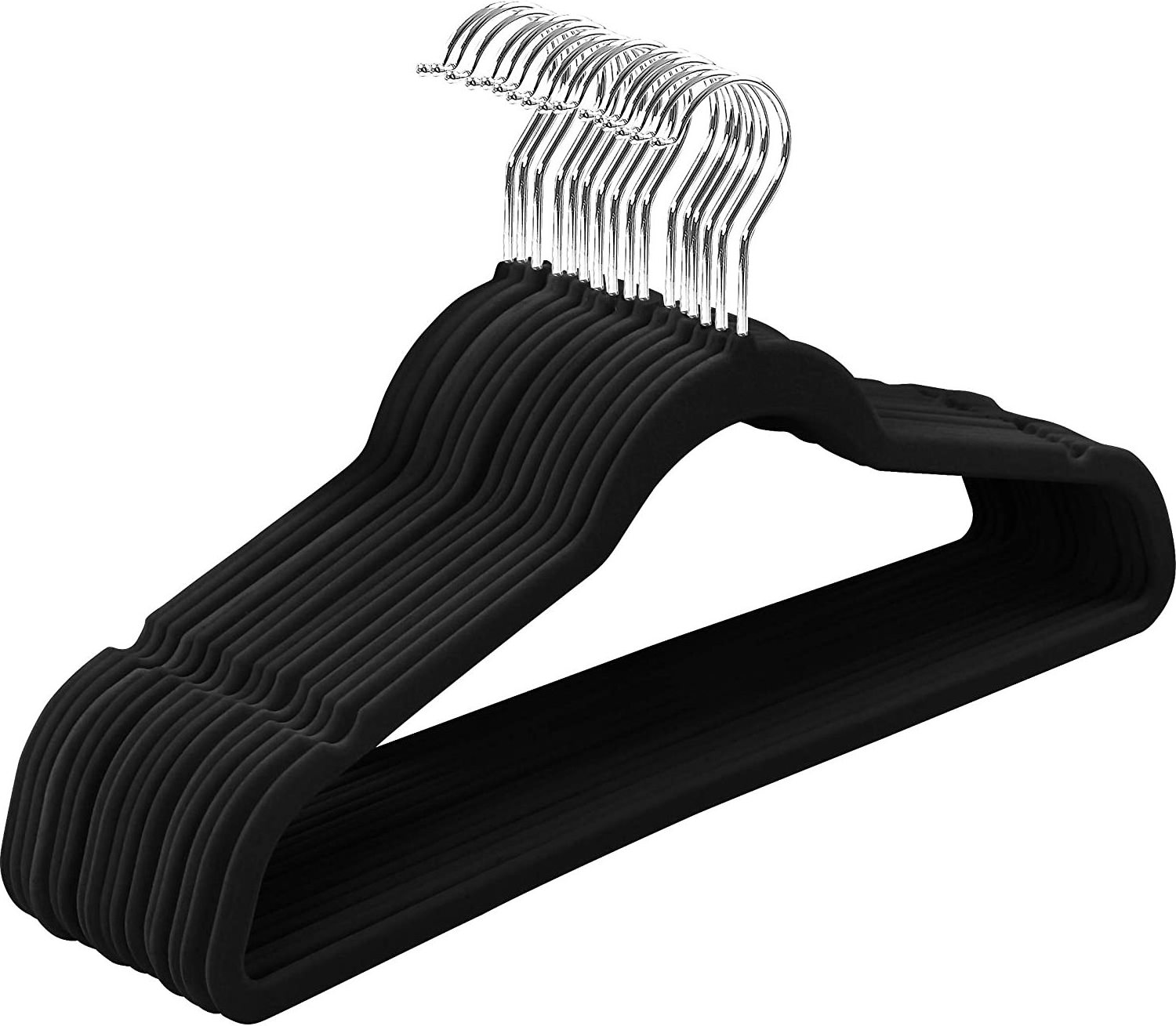 Premium Heavy Duty 50Pack Non Slip Black Suit Velvet Hangers with 360 Degree Swivel Hooks for Space Saving Clothes Hangers