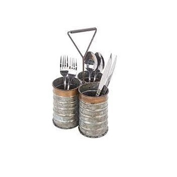 Cutlery Holders Handmade Kitchenware Rustic Farmhouse Decor Galvanized Metal Plant Caddy Galvanized Storage Use Flatware Caddy