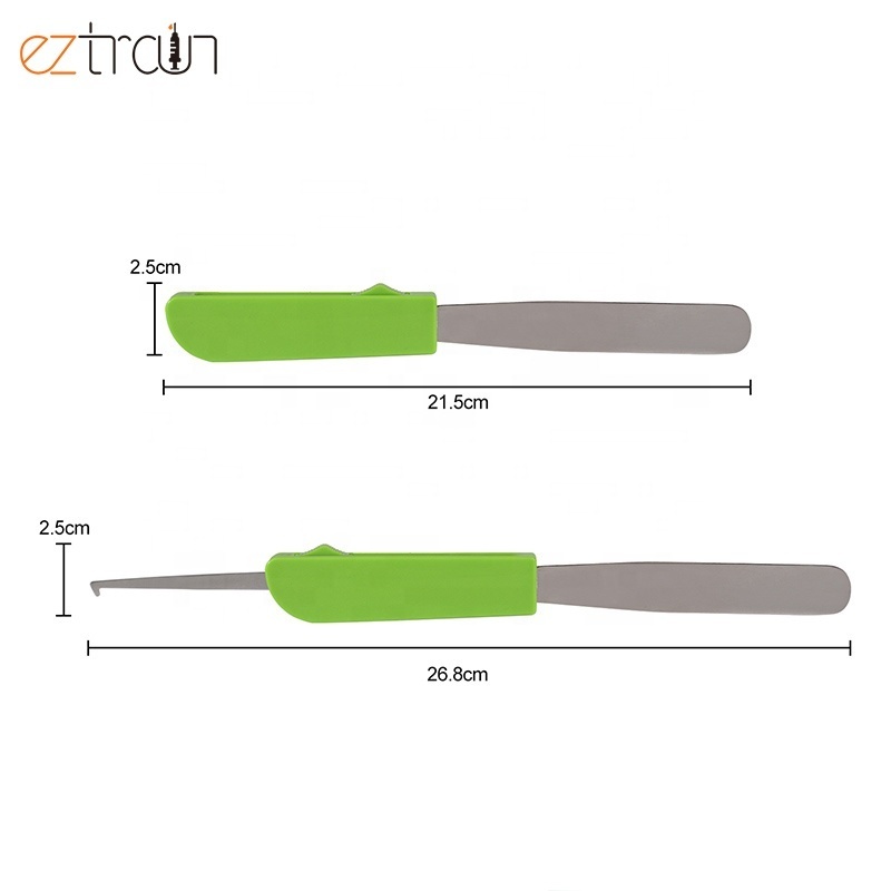 Customize 2-in-1 Tapered Pill Counting Spatula with Hook Stainless Open Pill Box & Medicine Sorting Tool