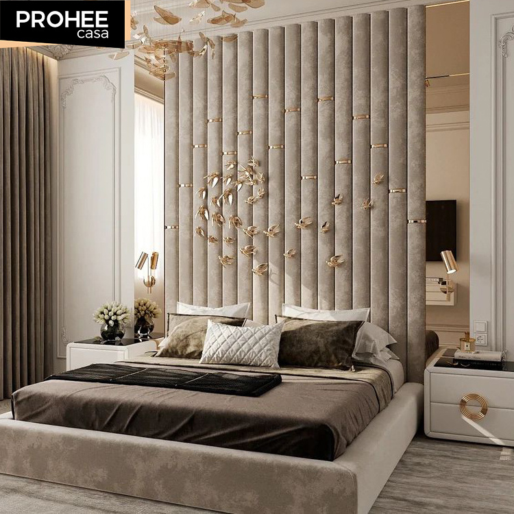 Foshan bedroom decorative interior background velvet leather fabric wall panels