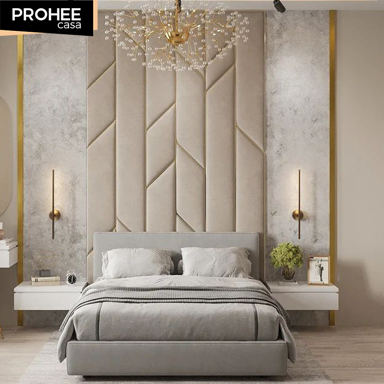 Foshan bedroom decorative interior background velvet leather fabric wall panels