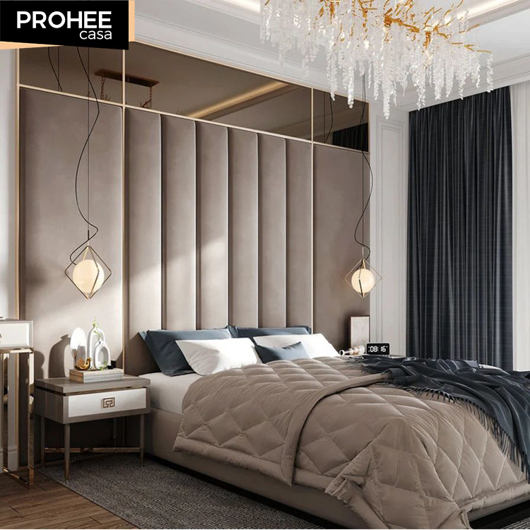 Foshan bedroom decorative interior background velvet leather fabric wall panels