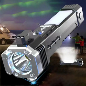 Multi-Function Safety Hammer self defensive Flashlight with alarm LED Rechargeable Powered Emergency Rescue Tool Flashlight