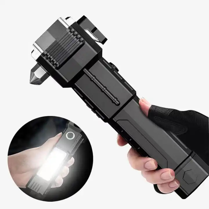 Hot Sale Multi-functional USB Portable Torch Hiking Rechargeable Light With Safety Hammer for Camping Magnet Flashlight