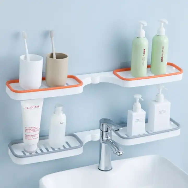 Hot Sale Hand-washing Sink Shelf High Quality Foldable Corner Bathroom Wall Storage Rack Hand Faucet Drain Rack