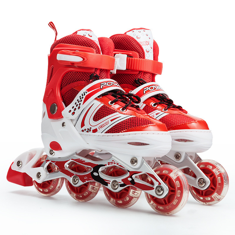 Factory Price PVC 4 Wheels Inline Roller Skates Custom Logo Adjustable Roller Skate Shoes with light for Girls Boys for Kids