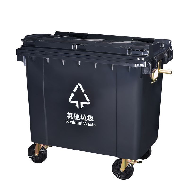 wholesale 660L Plastic Dustbin Wheelie Trash Cans Outdoor Street Large Capacity Waste Bin with Lid