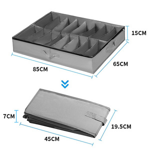 Newest 12 Grids Shoes Box Drawer Foldable Under Bed Shoe Storage Organizer with Clear Cover