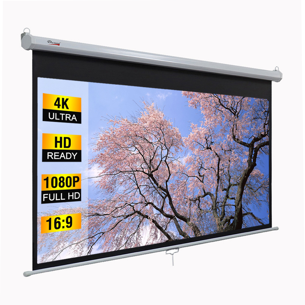 White Manual Pull Down Projection Screen 100