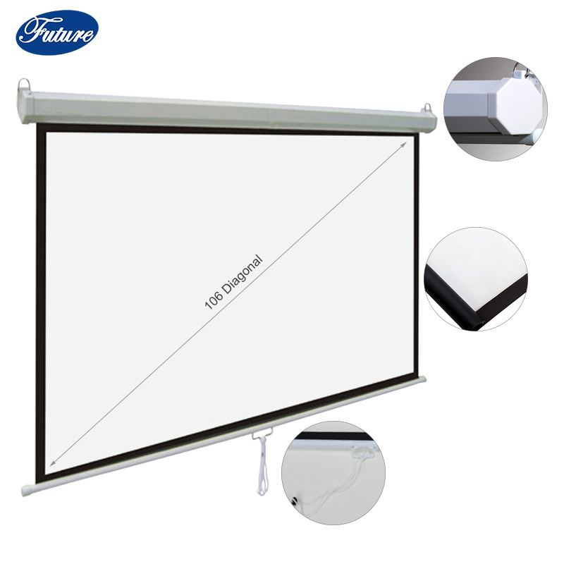 White Manual Pull Down Projection Screen 100