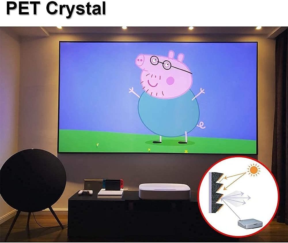 92 inch 16:9 black grid pet crystal screen daylight ALR UST projector screen for all  laser ust projector