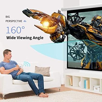 84 Inches Remote Controlled Drop Down Projector Screen HD 3D Retractable Ceiling Wall Mount Projection Screen Office Home Movie