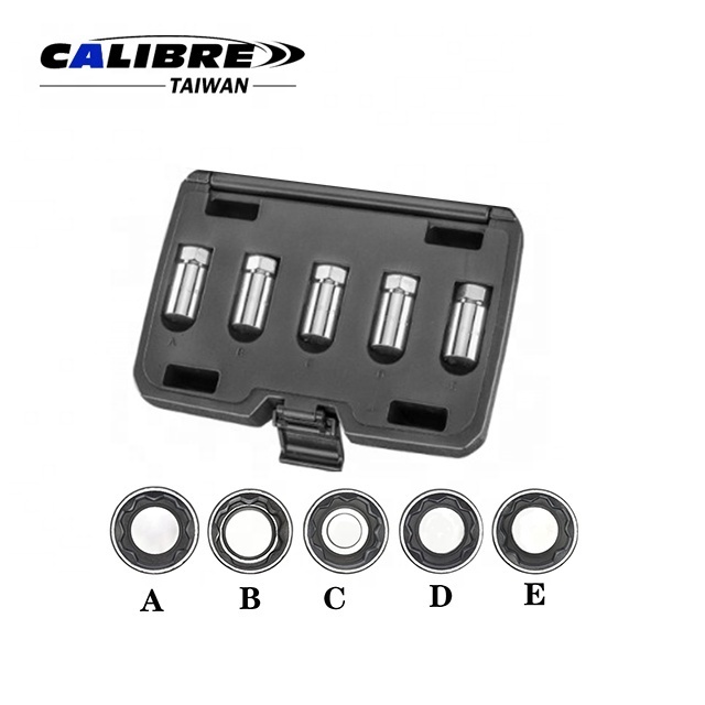 TAIWAN CALIBRE 5pc Wheel Lock Nut Key Socket Removal Tool Set for TESLA