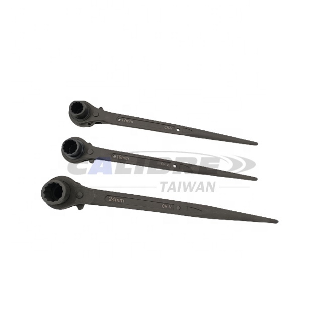 TAIWAN CALIBRE 12-Point CS Type Double Sided Sharp Tail Construction Scaffold Ratchet Wrench Spanner