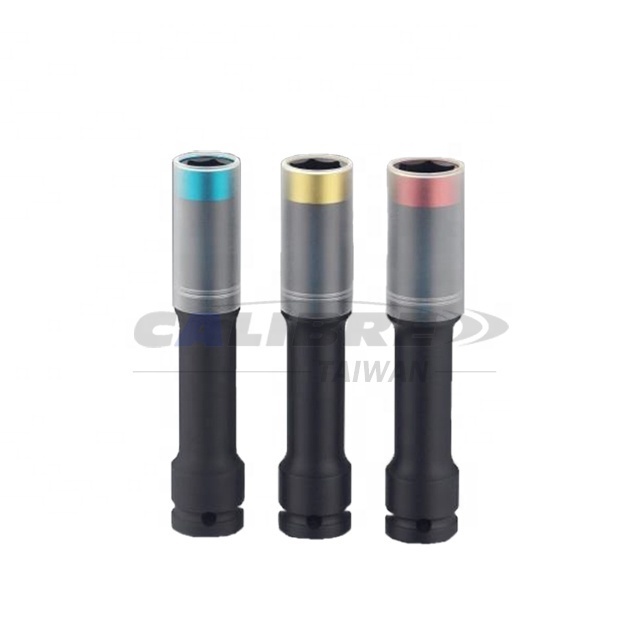 TAIWAN CALIBRE 1/2'' Dr. 150mm Long Thin Wall Wheel Lug Nut Impact Socket with Wheel Rim Protector