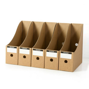 Wholesale Kraft Corrugated Cardboard Paper Office Desk Folio File Organizer Magazine Holder With Label Rack