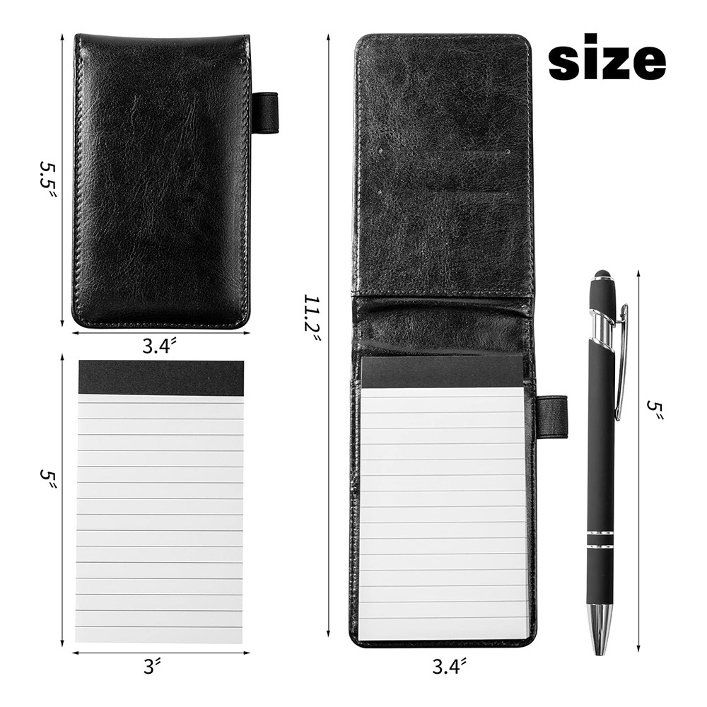 Custom Logo Leather Cover Pocket Notepad with Pen To Do Checklist School Student Notebook Memo Notepad