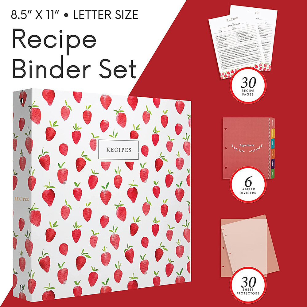 Custom Printing Book A5 A6 Holder For Ring Binder With Dividers Files Folders Recipe Menu Book