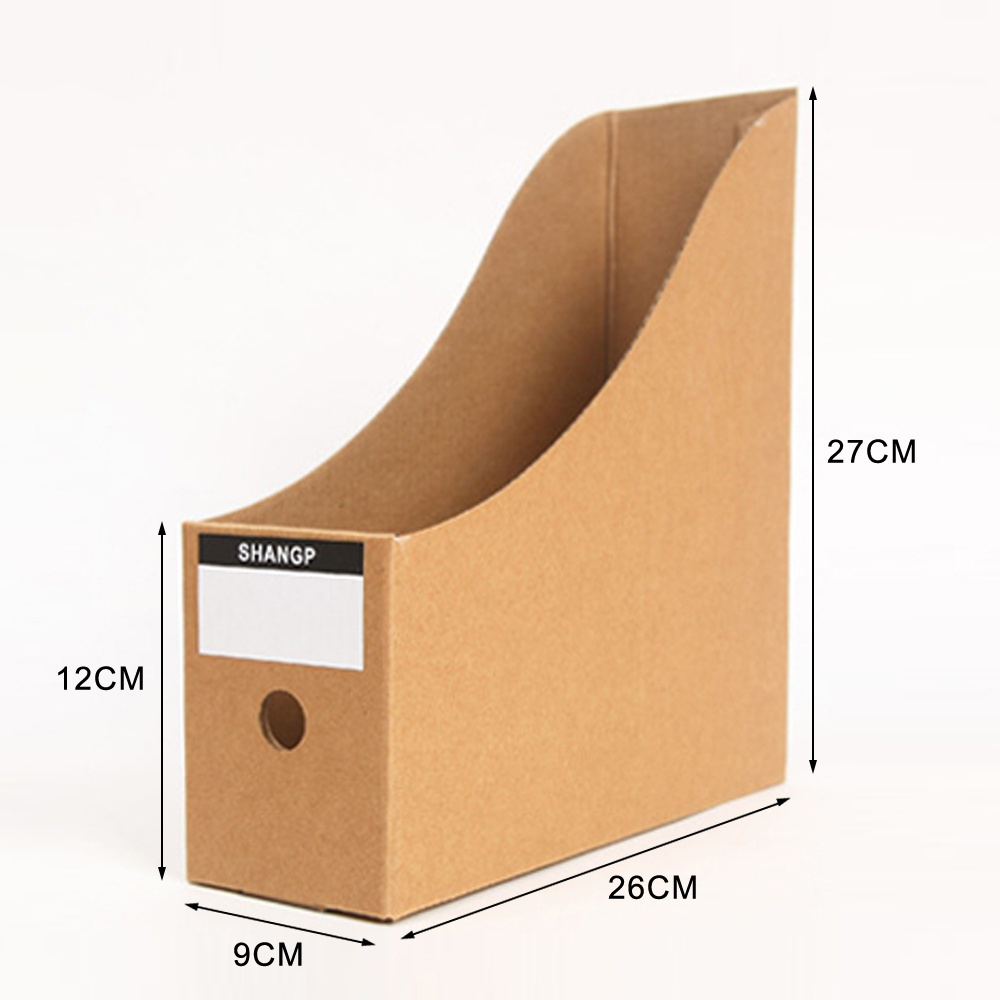 Wholesale Kraft Corrugated Cardboard Paper Office Desk Folio File Organizer Magazine Holder With Label Rack