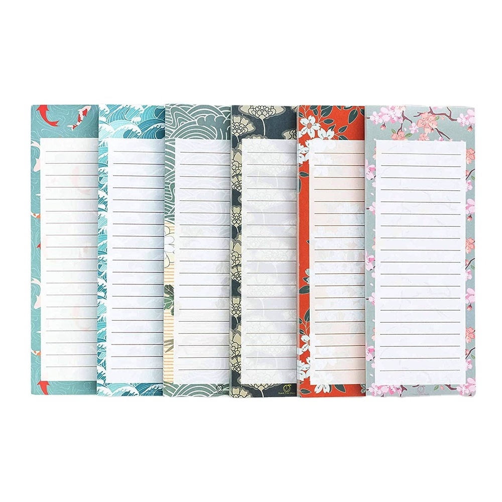 Custom Floral Print Paper Tear off Magnetic Grocery List Memo Notes Pad Pocket Sticky Notepad