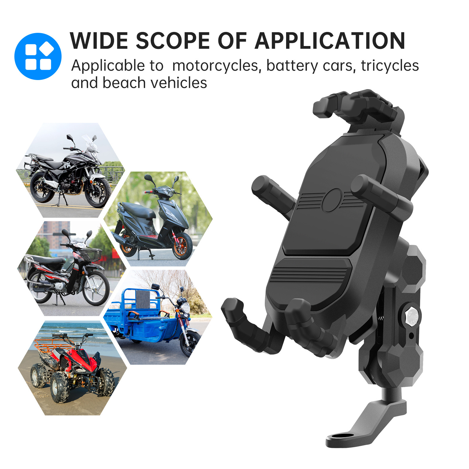 Motorcycle Electric Bicycle Phone Holder Smartphone CNC Aluminum Alloy Bracket Six Claws Mechanical Bike Phone