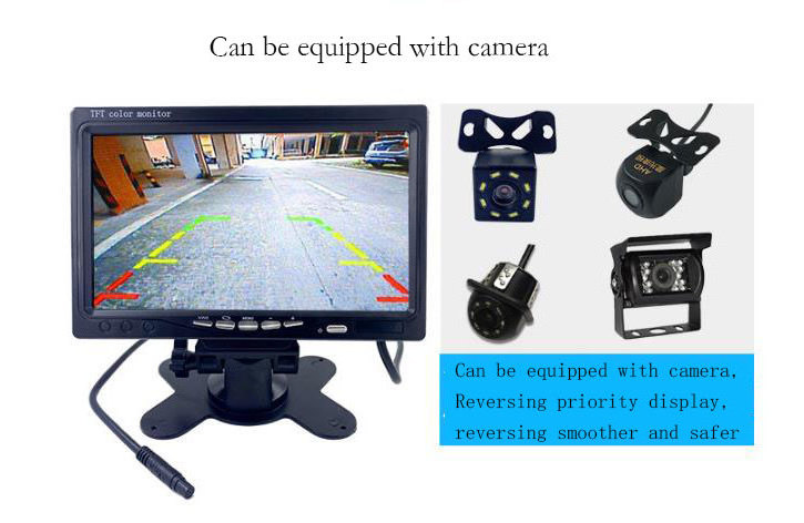 9-36V Desktop Monitor 7 Inch Car Mirror Screen Night Vision Rear View Back Up Camera Display TFT LCD Car TV Monitor