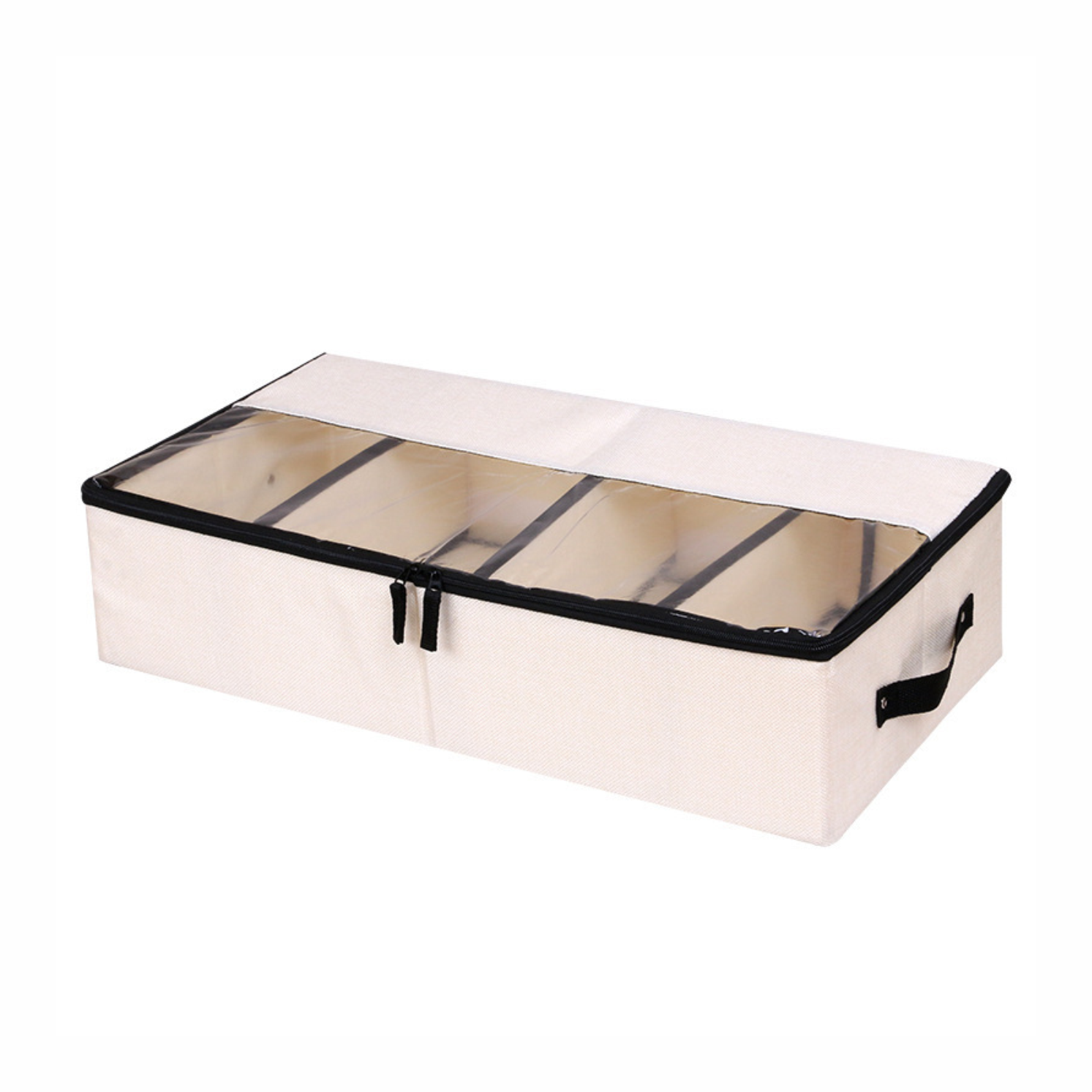 Household  foldable  compartment  shoe  box  storage bag  thickened cloth  transparent  dustproof  under  the  bed  storage