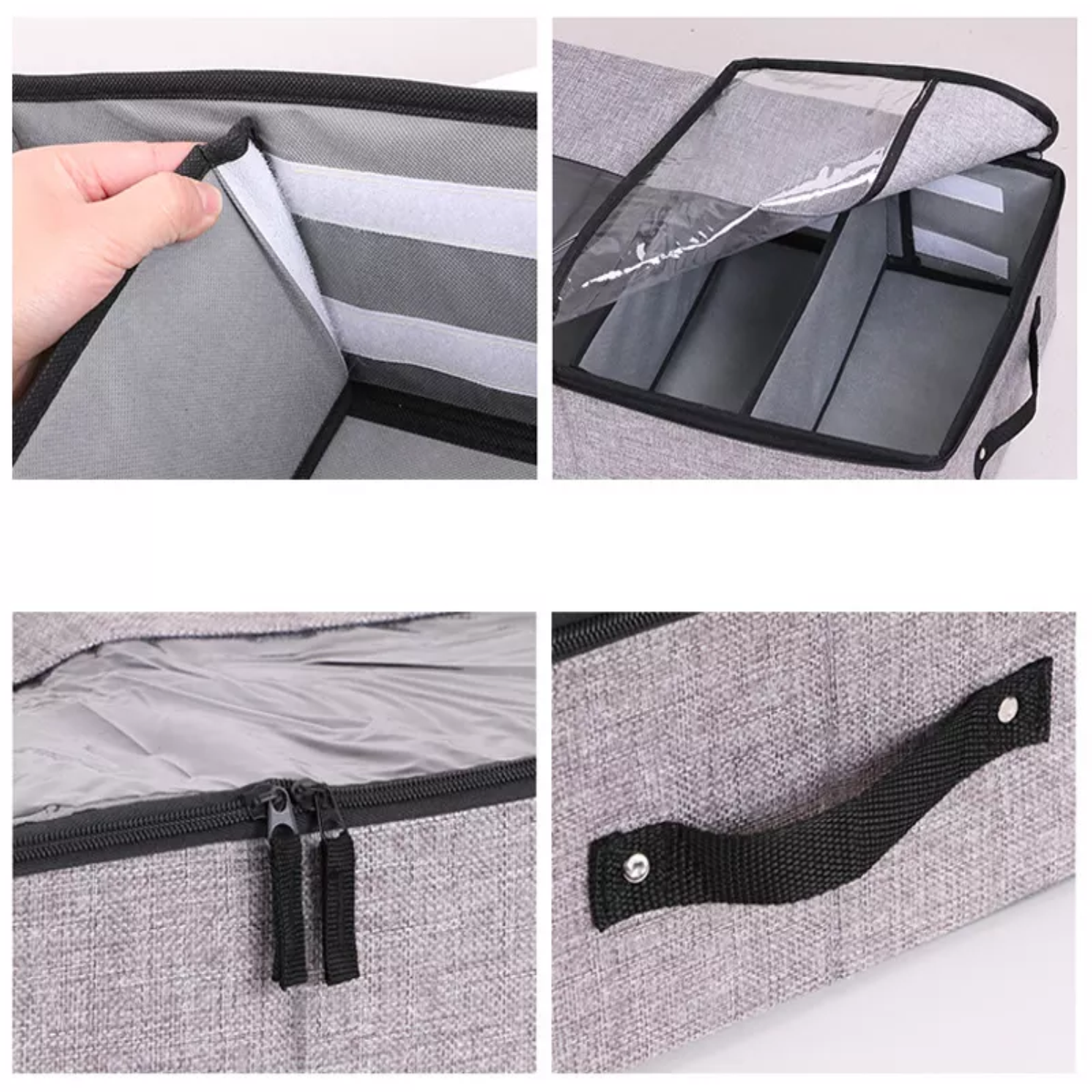 Household  foldable  compartment  shoe  box  storage bag  thickened cloth  transparent  dustproof  under  the  bed  storage