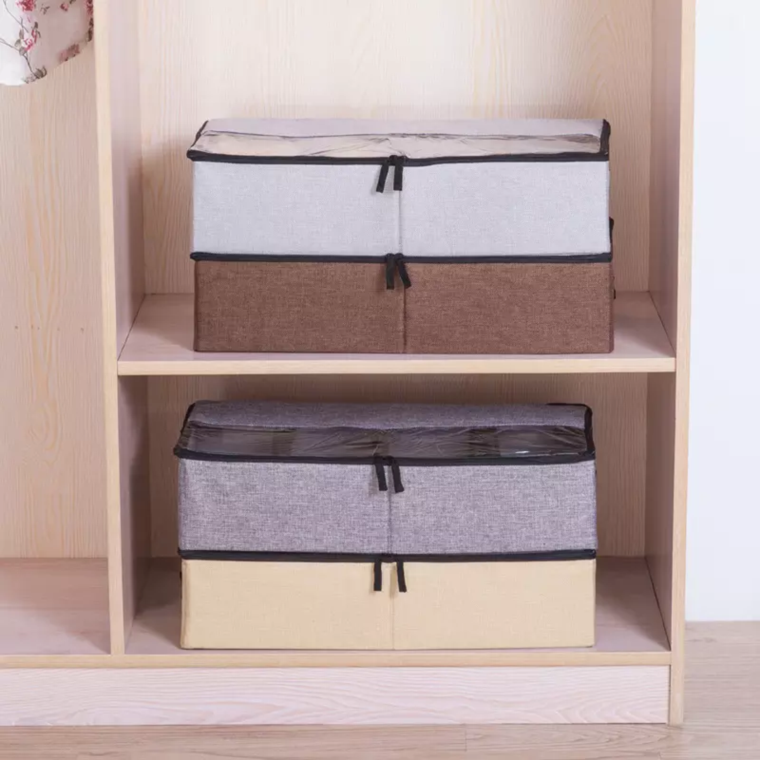 Household  foldable  compartment  shoe  box  storage bag  thickened cloth  transparent  dustproof  under  the  bed  storage