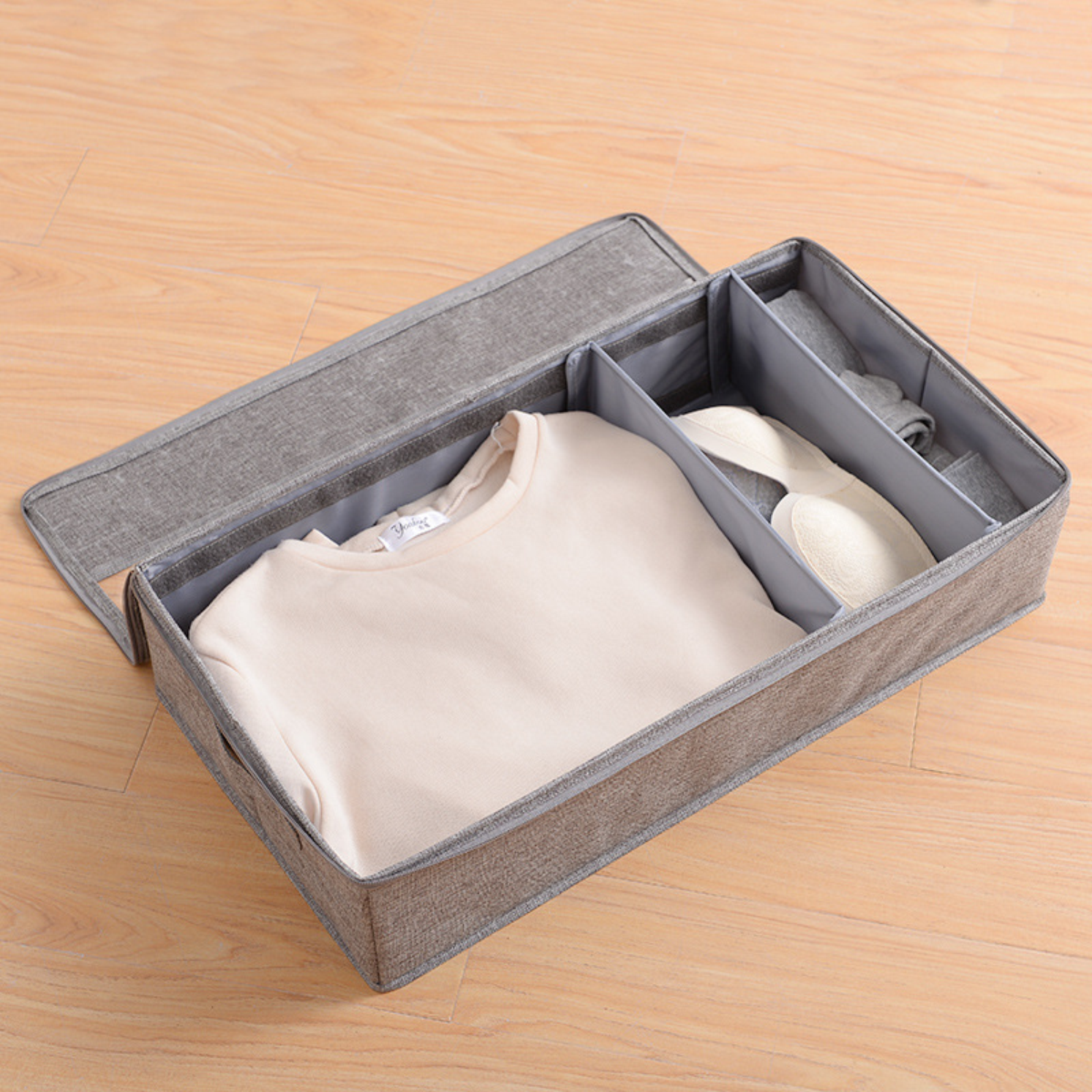 Cotton linen shoe box storage six compartment under bed storage box washable bedroom storage box shoe cabinet organizer