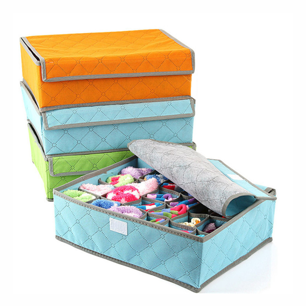 Eco-Friendly Multipurpose Compartments Cardboard Storage Box Non-woven fabric Home folding Storage / Sock