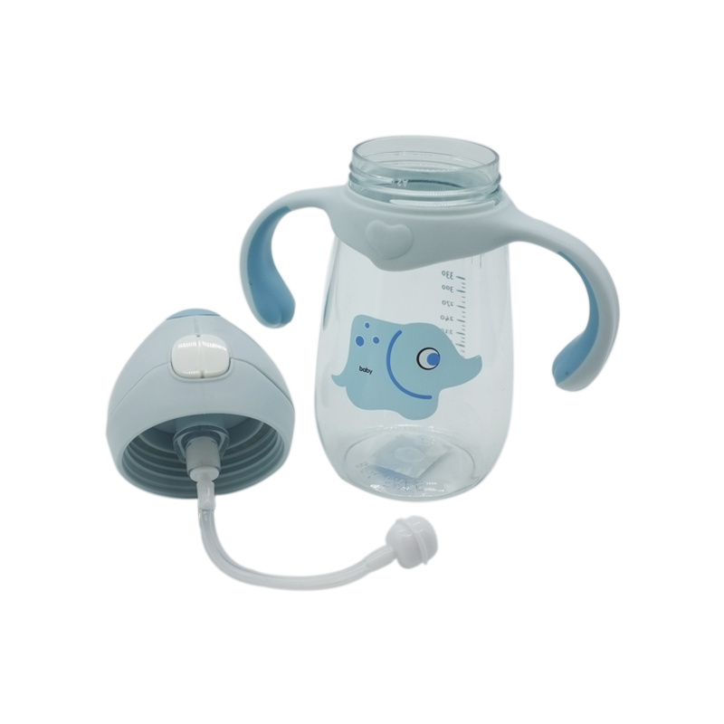 Baby water bottle drop-proof, leak-proof sippy drinking with handle straw cup