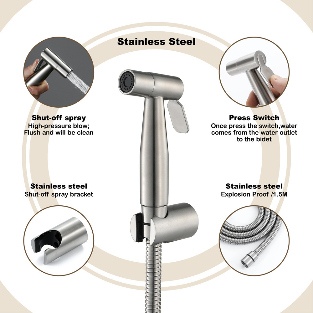 Abs Handheld Bidet Spray Shower Head Stainless Steel Portable Shattaf Bidet Mixer Faucets Toilet Bidet Sprayer