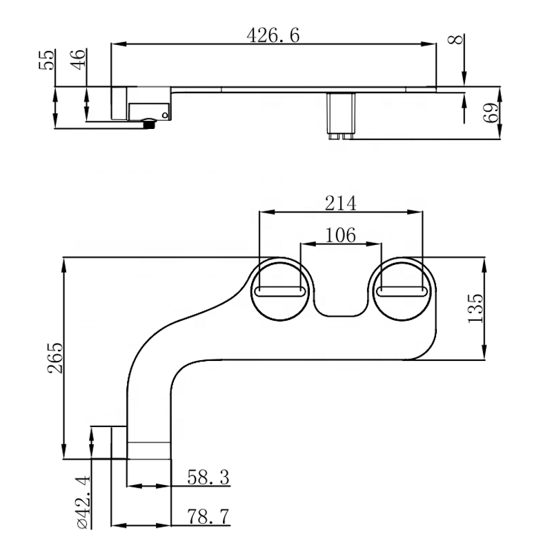 Custom Ultra Slim Attachment Dual Nozzle Self-cleaning Toilet Bidet Sprayer Non Electric Shattaf Toilet Bidet